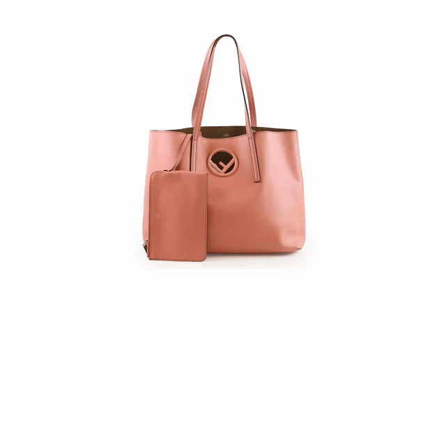 Fendi F Shopping Tote Salmon Pink in Pink Leather from The Purse Affair