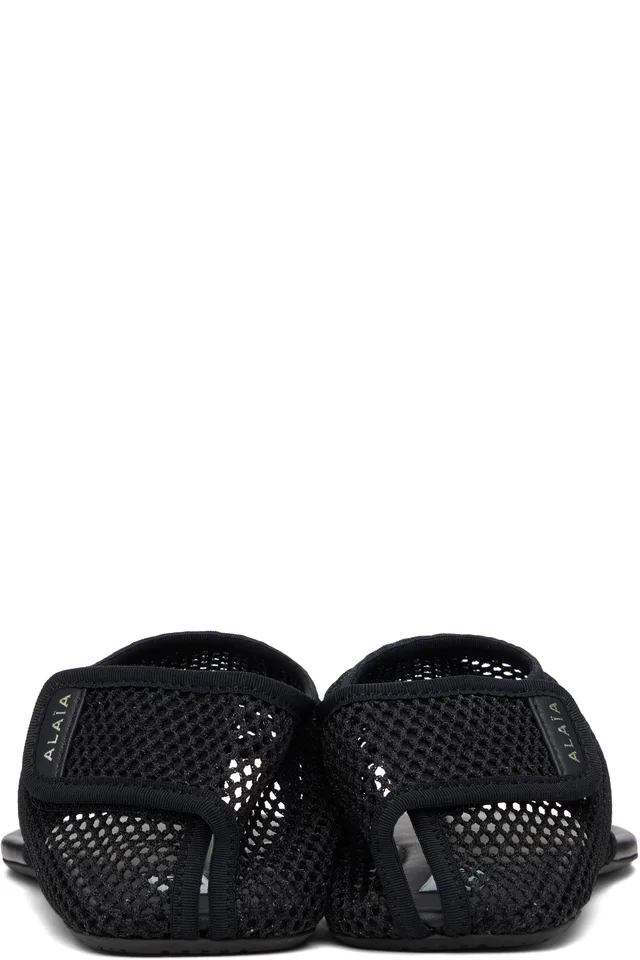 ALAÏA Black Thong Fishnet Sandals, photo 2 of 4 from SSENSE