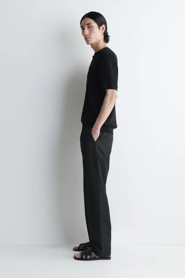 COS OPEN-COLLAR HENLEY T-SHIRT in Black, photo 2 of 7 from COS (Canada)