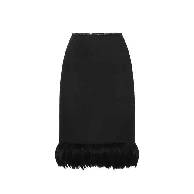 Saint Laurent Feathers Trim Silk Skirt, photo 2 of 8 from Balardi