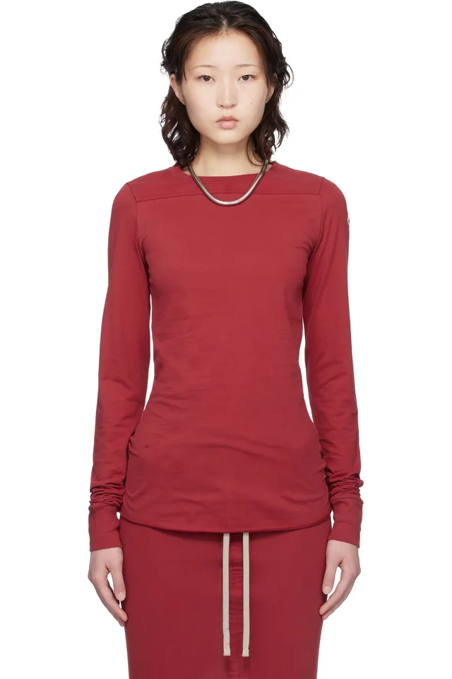 Moncler + Rick Owens Red Girder LS T-shirt, image 1 of 1 from SSENSE