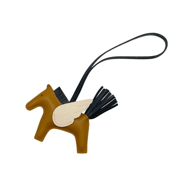 Hermès Bag Charm Rodeo Pegasus PM Craie Sesame Black Agneau Milo 2025 K Stamp in Black from Luxury Promise
