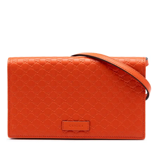Orange Gucci Microguccissima Wallet on Strap Crossbody Bag in Orange Leather from Designer Revival