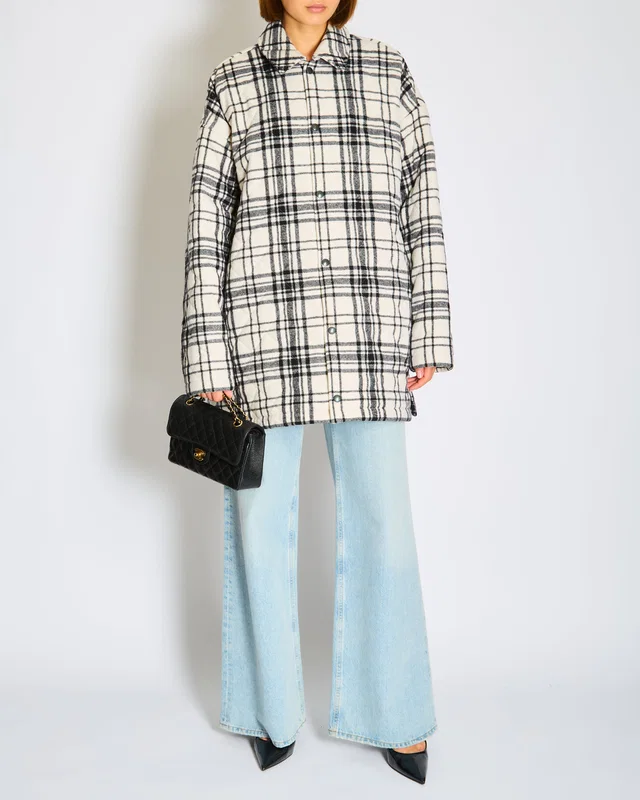 Balenciaga Black and White Wool Checkered Quilted Over Jacket Size FR 34 (UK 6) in Black Wool from Sellier