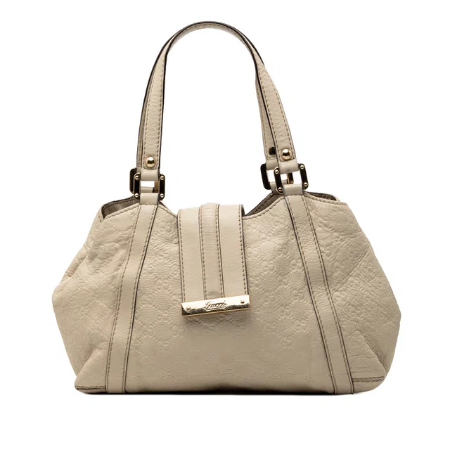 White Gucci Guccissima New Ladies Tote in White Leather from Designer Revival