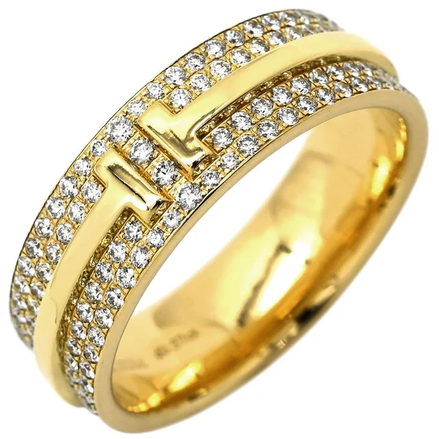 Tiffany & Co. Ring T Two Wide Pave Diamond Yellow Gold T&Co YG in Yellow from The Reluxe