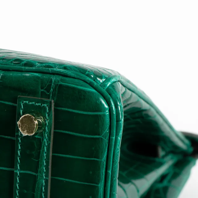 Hermès HSS Birkin 30 Vert Emeraude/Black Shiny Crocodile Niloticus GHW in Black Crocodile from Labellov, photo 8 of 13