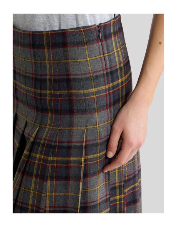 Etro PLEATED SHORT SKIRT IN STRETCH WOOL WITH CHECK MOTIF, photo 5 of 5 from SENSER