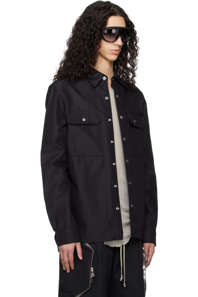 Rick Owens Black Temple Outer Shirt, photo 2 of 4 from SSENSE