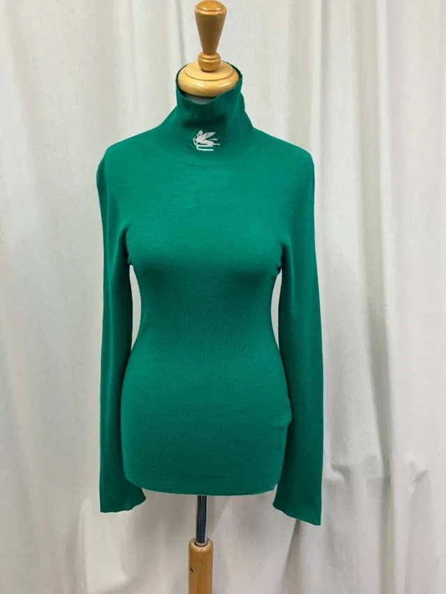 Etro turtle neck soft wool jumper green Size: 14 in Green Wool from Oxfam Online Shop