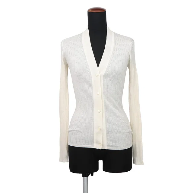 Hermès cardigan Size 36 Ivory6E2735DG Cashmere70% Silk30% from GALLERY RARE