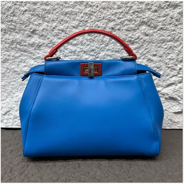 Fendi Leather Peekaboo with Red Accent Handle in Red Leather from Luxury Promise