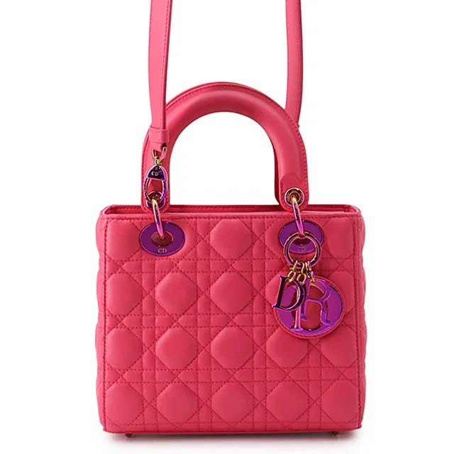 Lady Dior Canage Warm FuchsiaM05314NEE_M15F Lambskin Size Small in Lambskin from GALLERY RARE