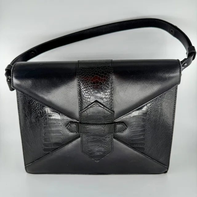 Saint Laurent Black Leather Shoulder Bag in Black Leather from SparklesnDreams