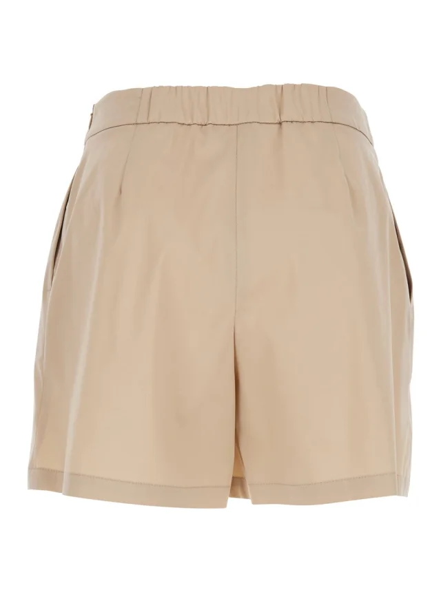 LEPLAIN Beige Shorts with Semi-Elasticated Waist and Side Closure in Cotton Blend Women in Beige 66% Cotton 30% Nylon 4% Elastane, photo 3 of 5 from Gaudenzi Boutique