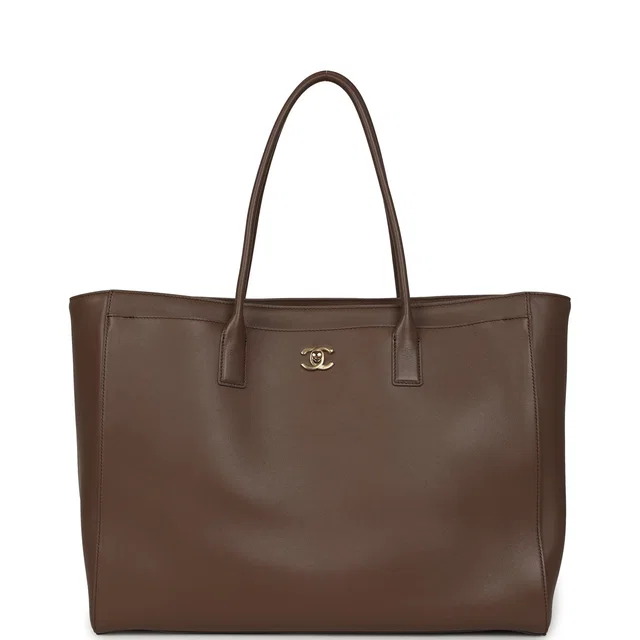 Chanel Large Cerf Shopping Bag Brown Calfskin Gold Hardware in Brown Calfskin from Madison Avenue Couture
