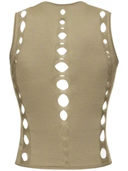 Dion Lee Sleeveless T-shirt with cut-out details in 100% Wool, photo 5 of 5 from LUISAVIAROMA