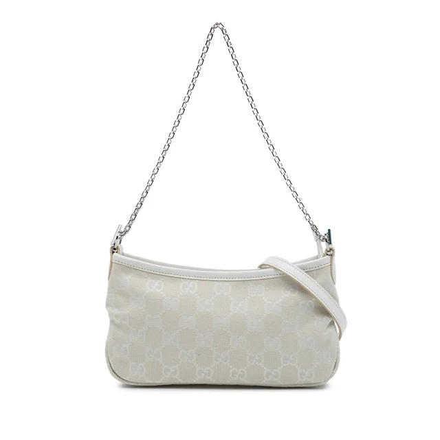 White Gucci Small GG Canvas Gossip Satchel in White Canvas from Designer Revival