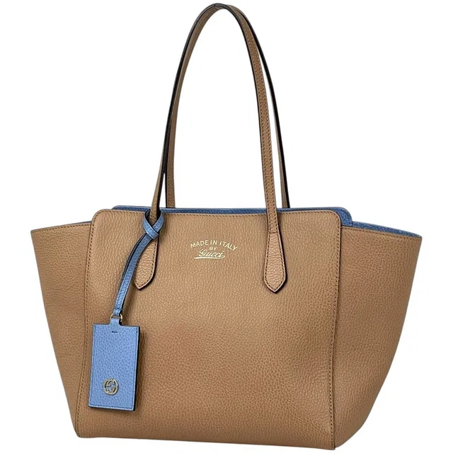 Gucci Tote Bag Swing Leather Beige in Beige Leather from The Reluxe