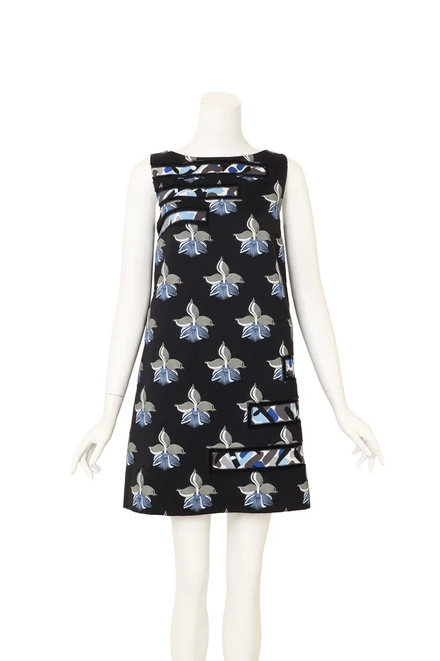 Fendi 2015 S/ Structured Cutout Floral Mini Dress in Nylon from Recess LA