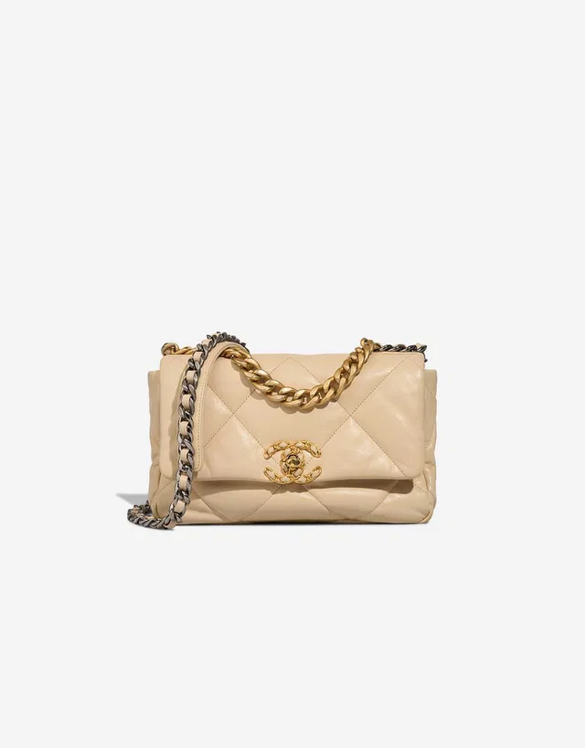 Chanel 19 Flap Bag Calf Beige in Beige Calfskin from SACLÀB