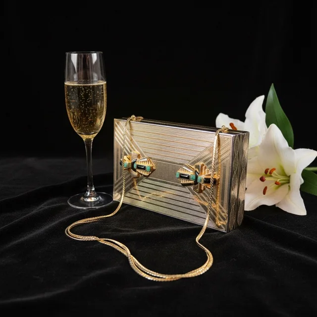 Judith Leiber Toned With Gem Stone Evening Clutch With Chain in gold from Poshmark