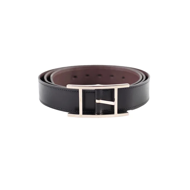 Hermès Mens Fil d'h Reversible Belt Black/Brown 110cm in Black Togo leather from The Purse Affair