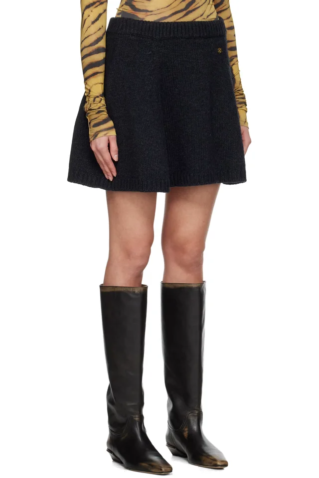 GANNI Gray Wool Miniskirt, photo 2 of 4 from SSENSE