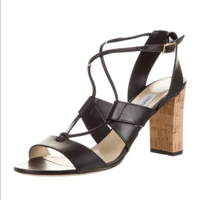 Jimmy Choo Margo 80 Cork Heeled Sandals Size 35 in black from Poshmark, photo 1 of 1