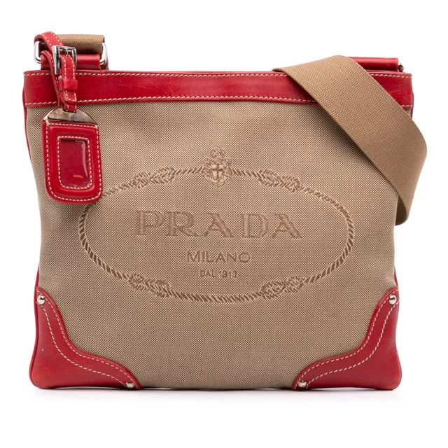 Red Prada Canvas Canapa Logo Crossbody in Red Canvas from Designer Revival