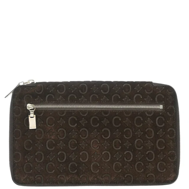 Celine Brown Suede Macadam Pouch Wallet in Brown Suede from AMORE Vintage Tokyo