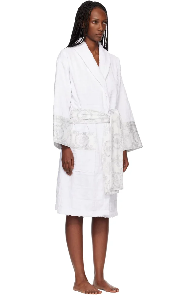 Versace White 'I Heart Baroque' Bathrobe, photo 2 of 4 from SSENSE