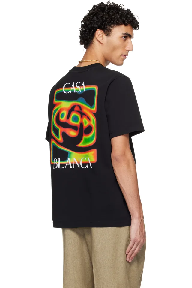 Casablanca Black Heat Map Logo Short Sleeve T‑shirt, photo 3 of 4 from SSENSE