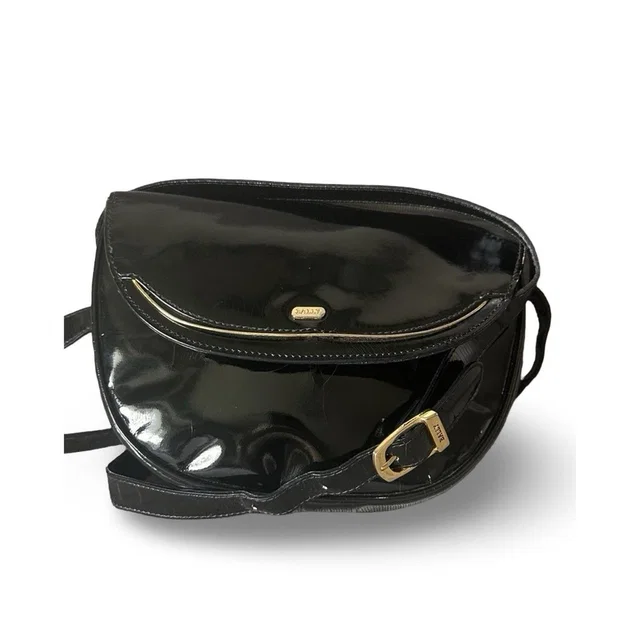 Vintages Bally Black Patent Leather Shoulder Crossbody Bag Gold Tone in black|gold|brown|neutral Patent leather from Poshmark