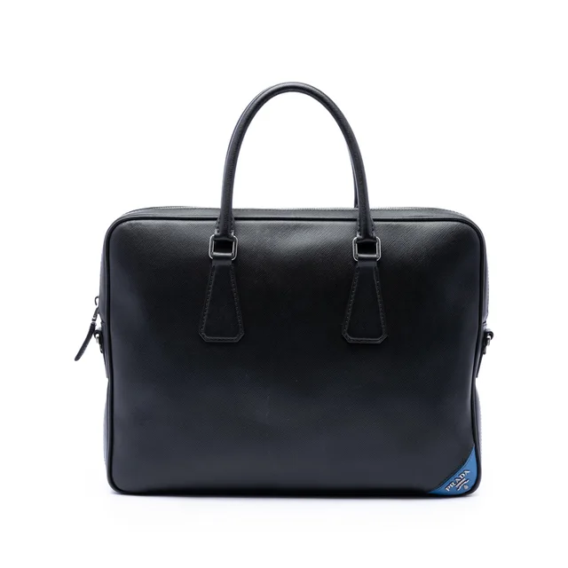 Black Prada Saffiano Business Bag in Black Saffiano leather from Designer Revival