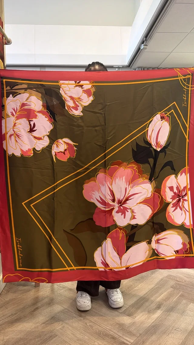 large mulberry red silk scarf 130 x 130 in Red Silk from Luxury Promise