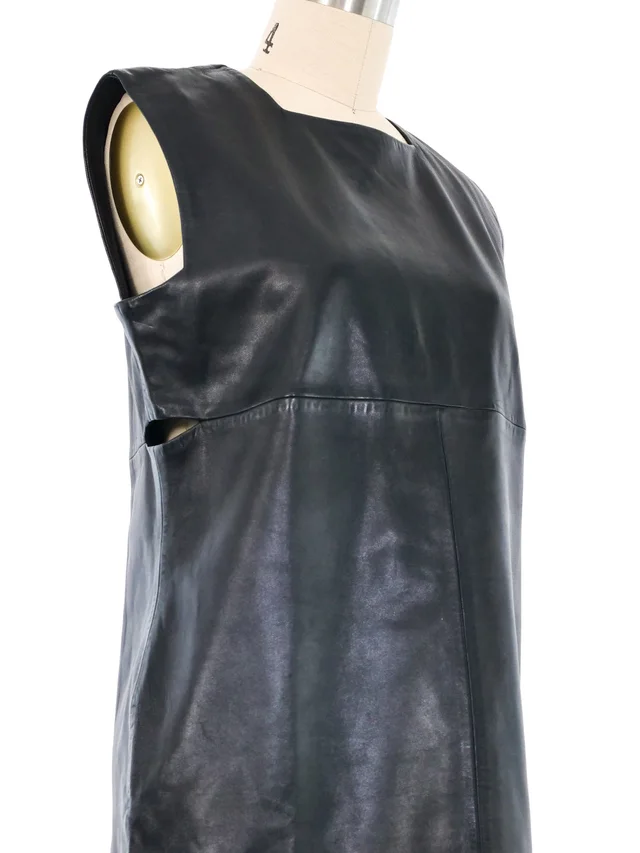 Versace Leather Cut Out Mini Dress in Leather from Arcade Vintage, photo 2 of 2