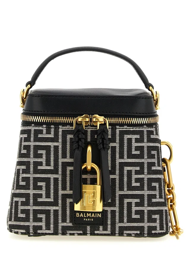 Balmain Pulse Top Handle Bag — Black in Black Woven leather from HEWI