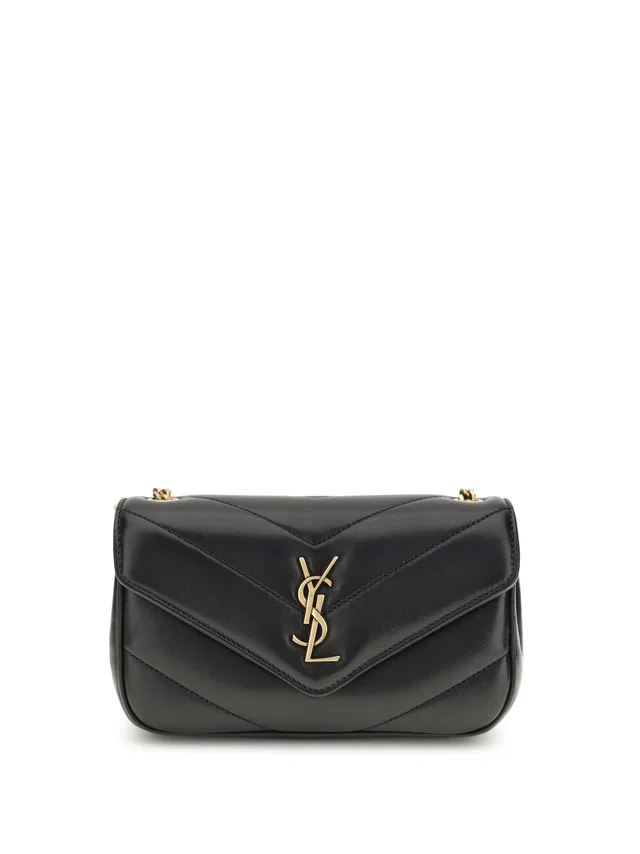 Saint Laurent Lou Mini Shoulder Bag — Black Lamb Ovis Aries in Black Lambskin from HEWI
