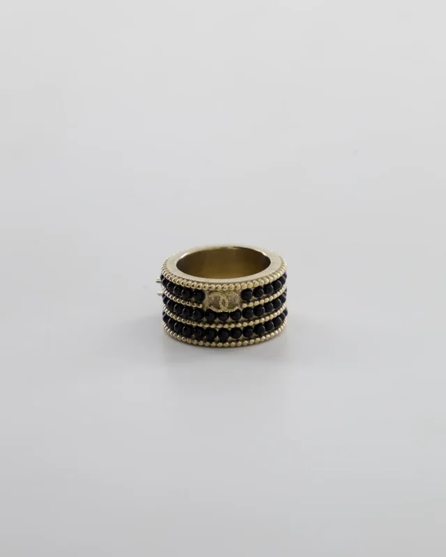Chanel A/16 Black CC 3 Tiered Beaded Ring in Black from Sellier, photo 4 of 7