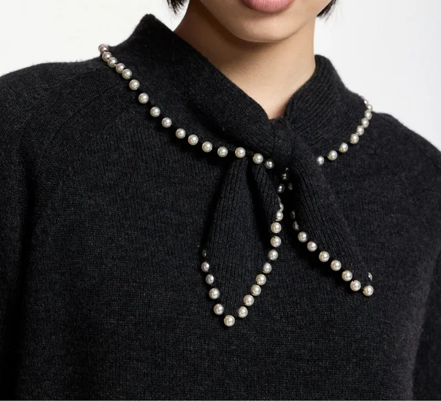 Essentiel Antwerp faux pearl-embellished tie-detail sweater, photo 6 of 6 from SENSER