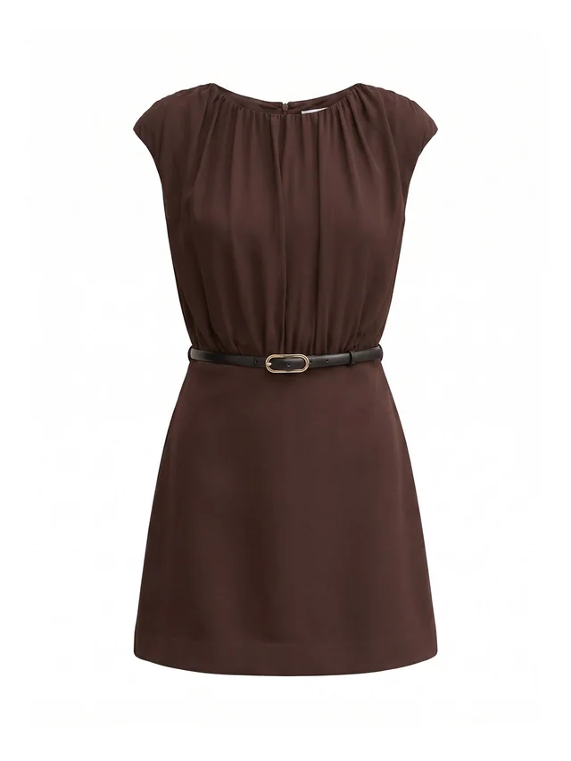 Forever New Quinn Gathered Bodice Mini Dress - Chocolate Freckle in Brown from Fenwick, photo 1 of 1