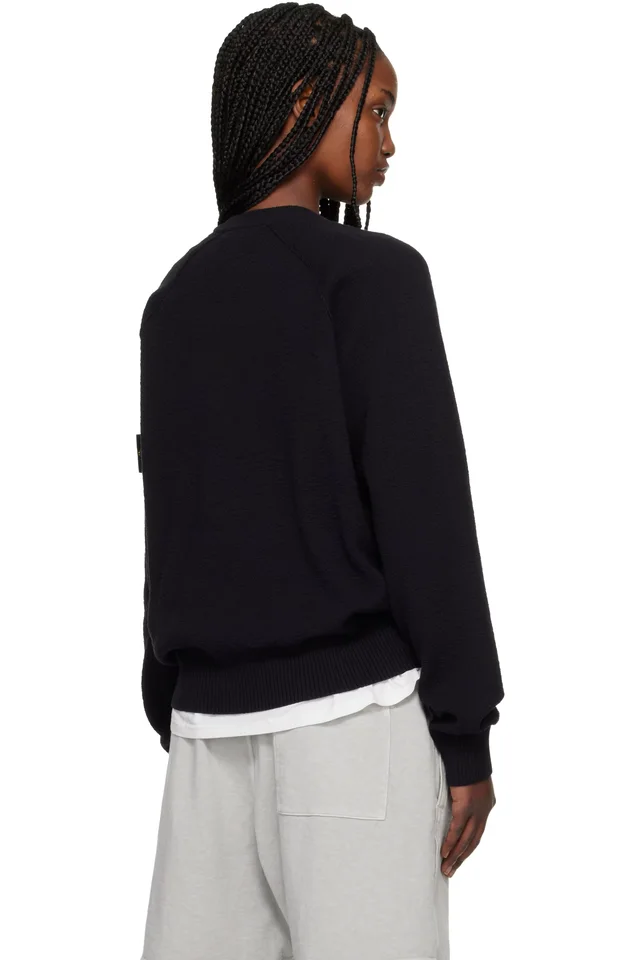 Stone Island Navy 5100020 Light Raw Hand Organic Cotton Sweater, photo 3 of 5 from SSENSE