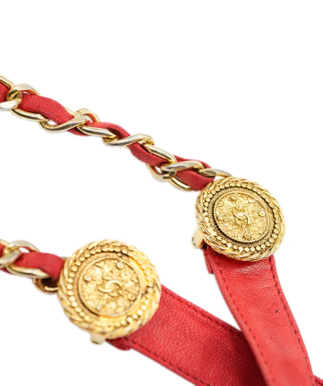 Chanel Red Leather Gold Belt in Red Leather from Luxury Promise, photo 3 of 7