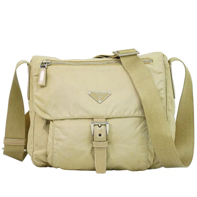 Prada Nylon Shoulder Bag Pochette Beige in Beige Nylon from The Reluxe