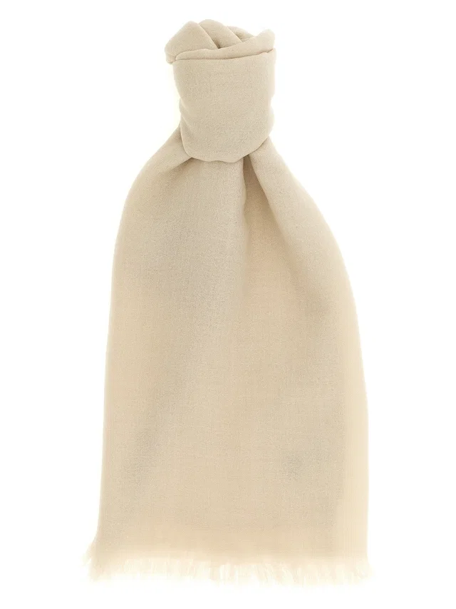 Brunello Cucinelli Cashmere-Silk Blend Scarf — Beige Scarfs in Beige Silk from HEWI