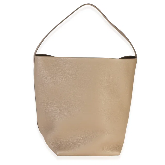 The Row Dark Taupe Grained Calfskin Large N/S Park Tote in Taupe Caviar leather from myGemma