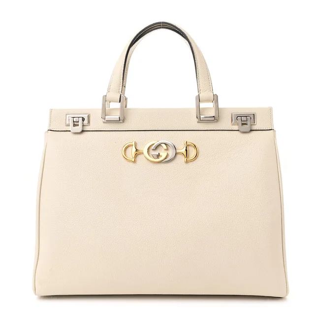 Gucci Zumi Top Handle Calfskin Leather Bag - Mystic White in White Calfskin from H&T