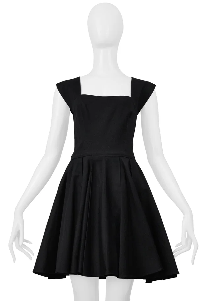 Christian Lacroix Black Cotton Mini Dress in Black Silk from Resurrection Vintage