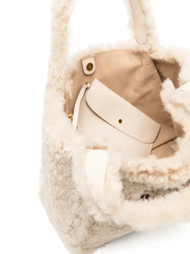 Stella McCartney Stella Logo Embroidered Shearling Tote Bag, photo 4 of 5 from SENSER